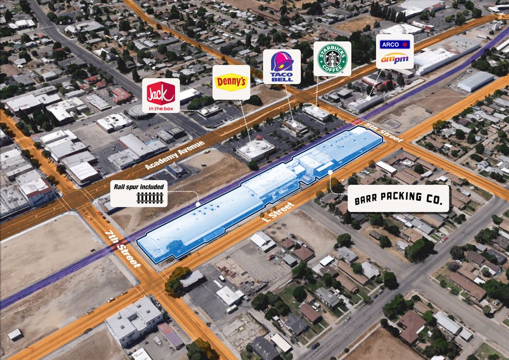 ±86,000 SF High Exposure Industrial Building on 2.42 Acres : 661 L St, Sanger, CA 93657